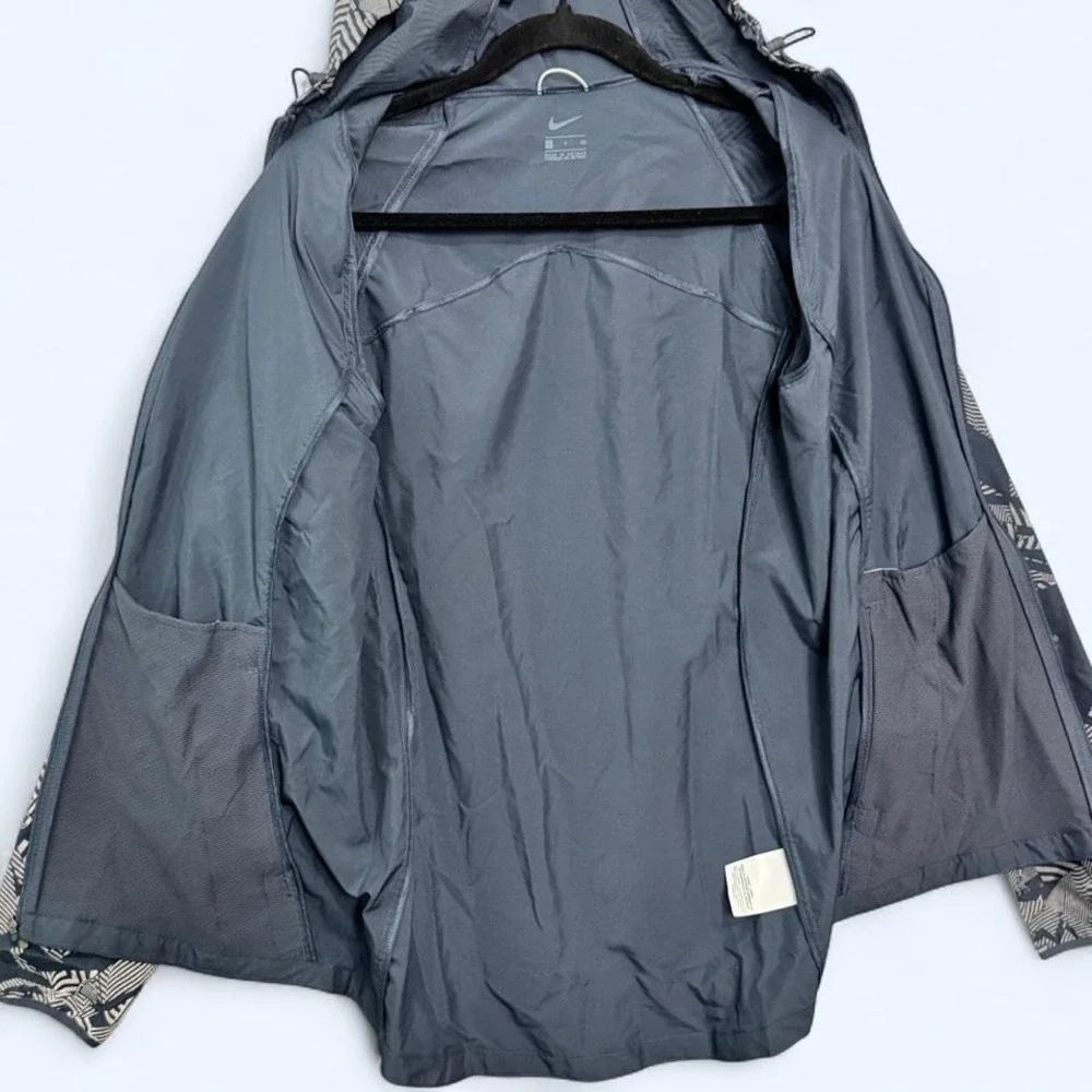 Nike Hooded Windrunner‎ Reflective Running Jacket Blue Geo Print Sz S Gorpcore